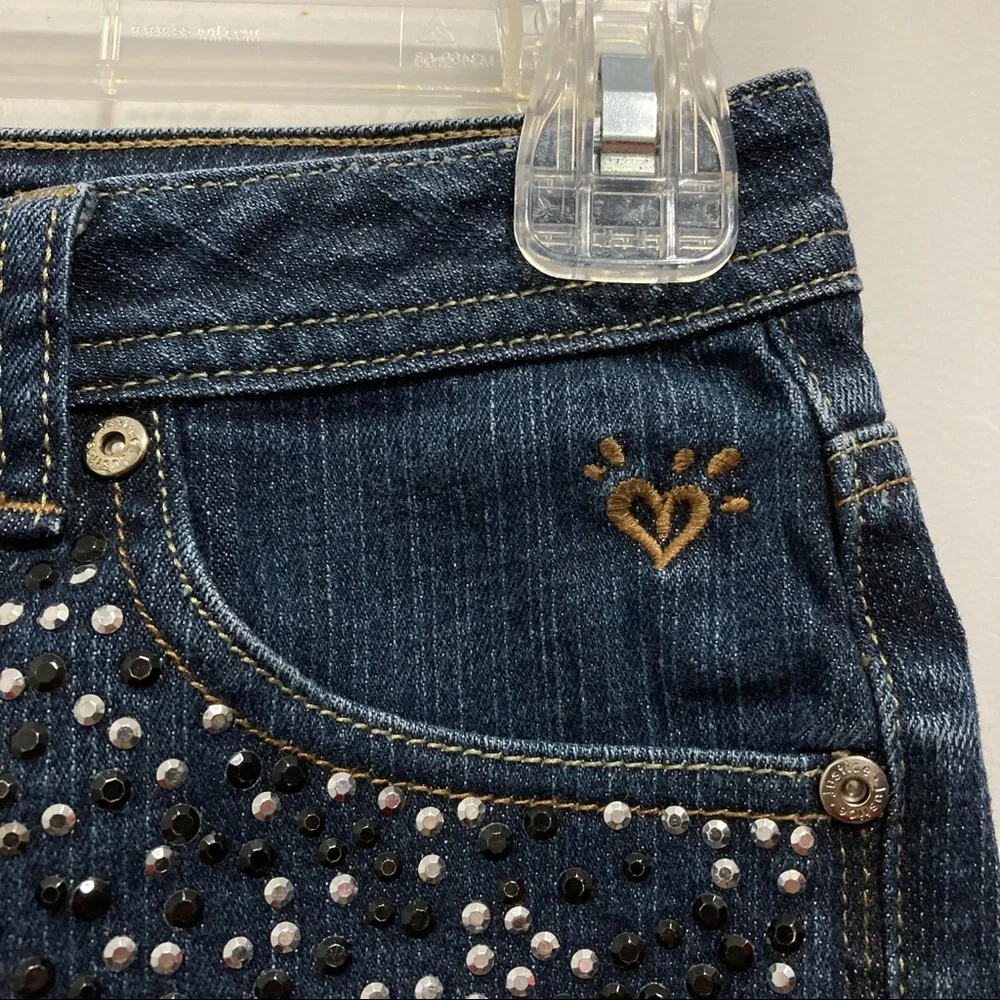 Justice Girls Blue Studded Jean Shorts Denim Jorts